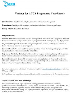 SEED Financial Academy Vacancy Post